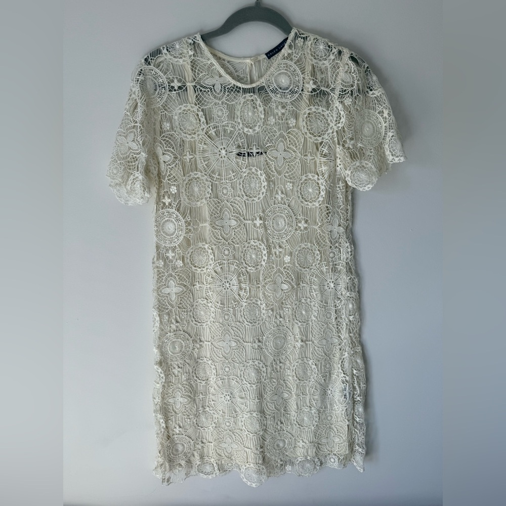 Ralph Lauren White Lace Dress with Slip